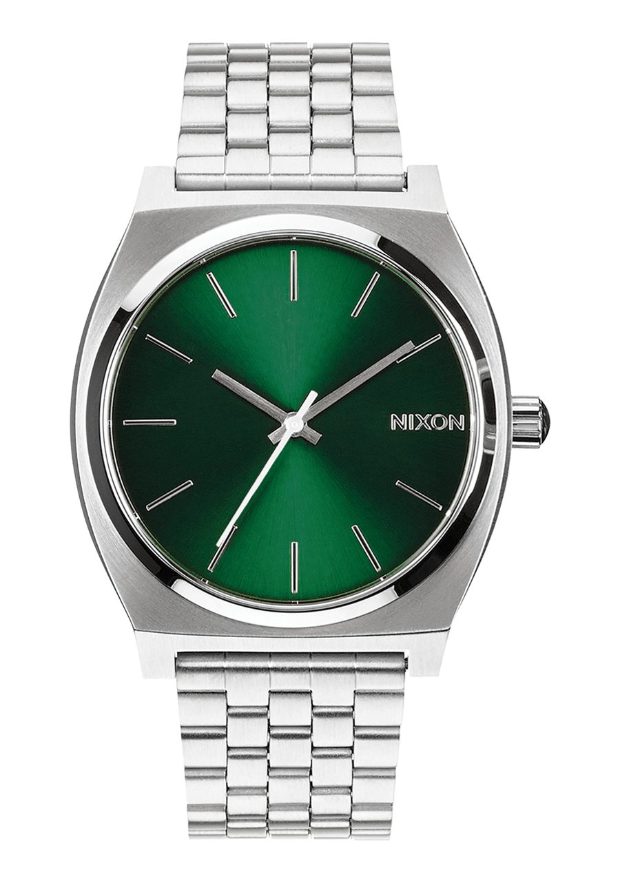 Time Teller Watch Green Sunray Unisex Silver Watch with Green