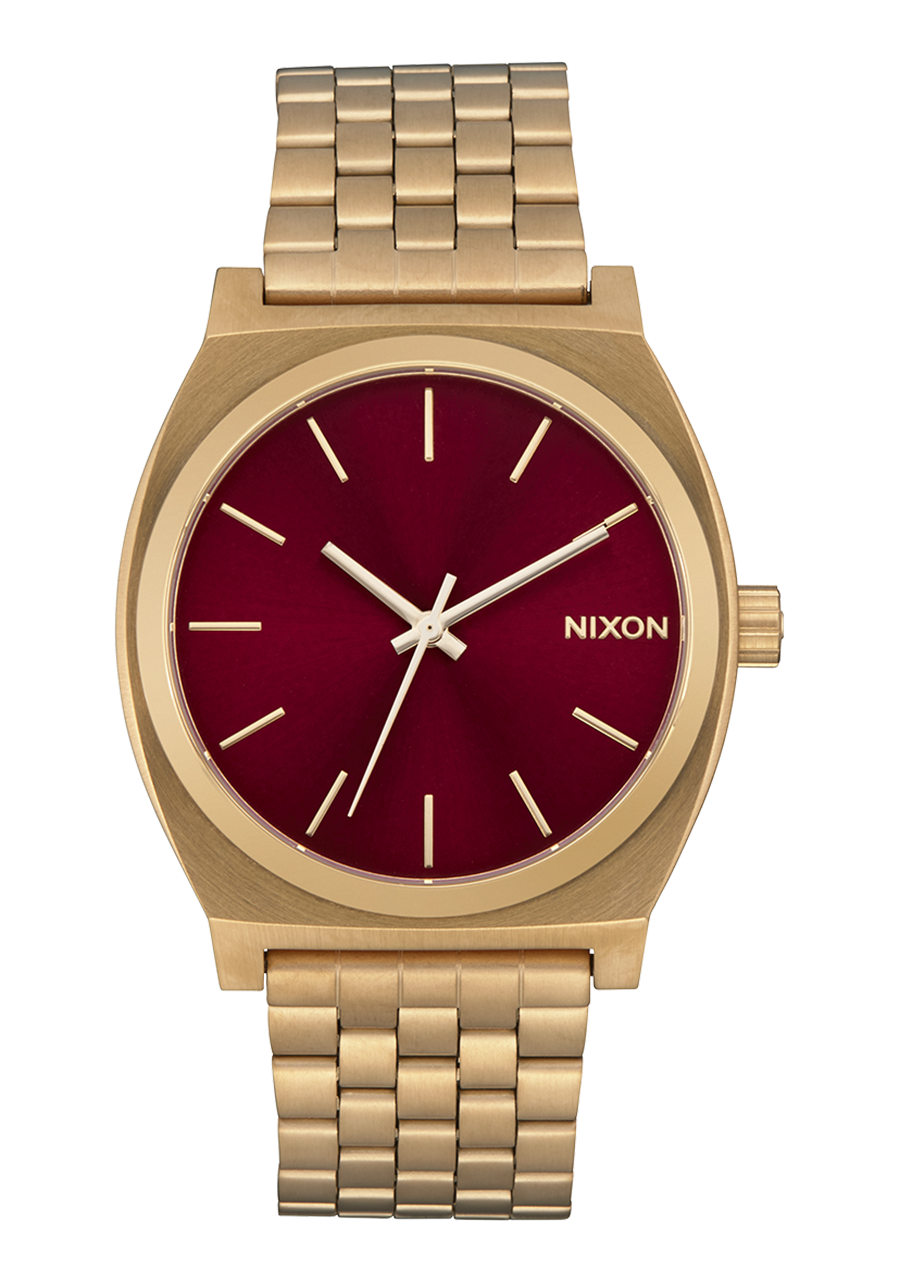 Time Teller Watch Gold Oxblood Sunray Unisex Stainless Steel Analog Nixon US