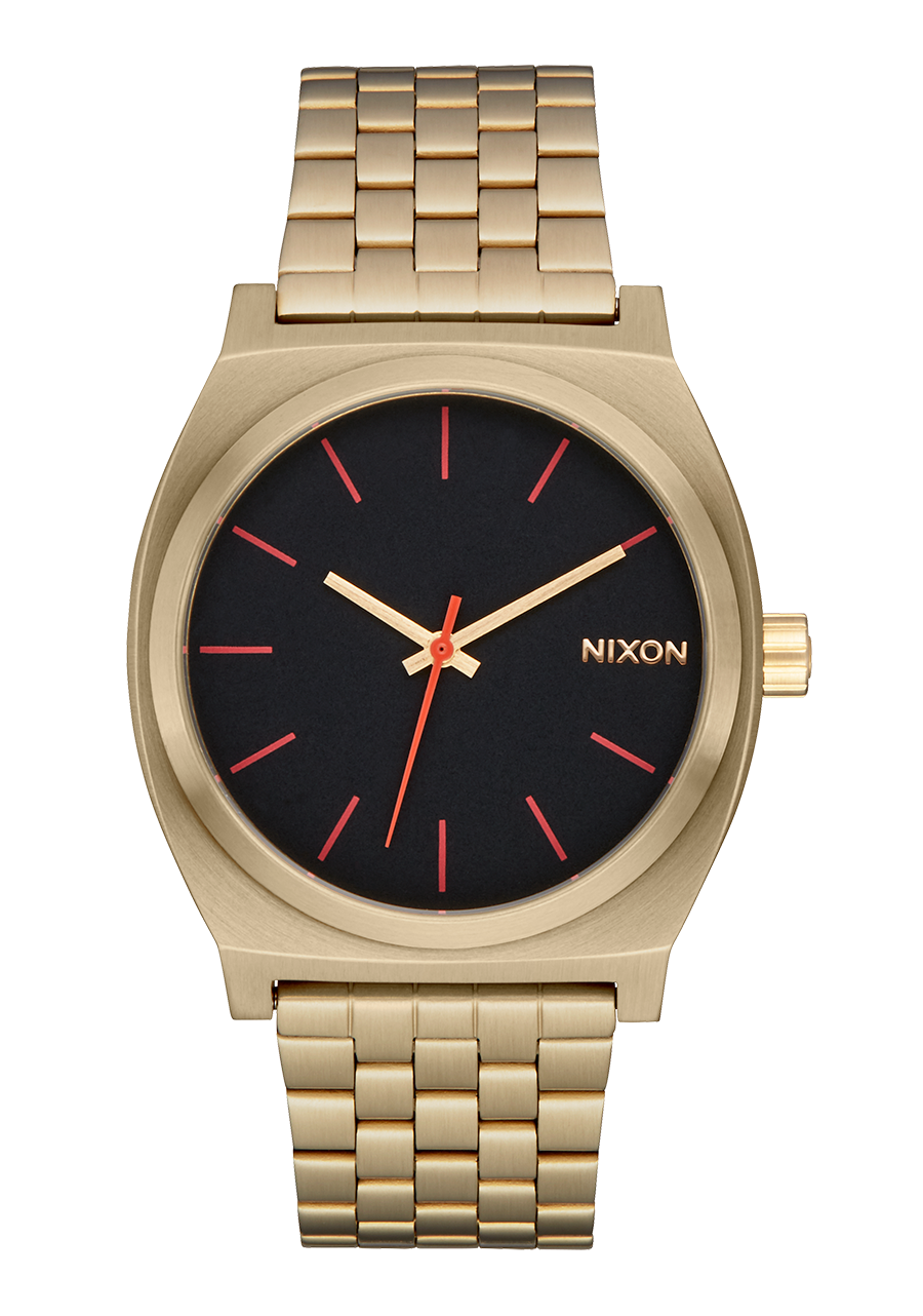 Time Teller Watch Yellow Gold Black Unisex Stainless Steel Analog Nixon US