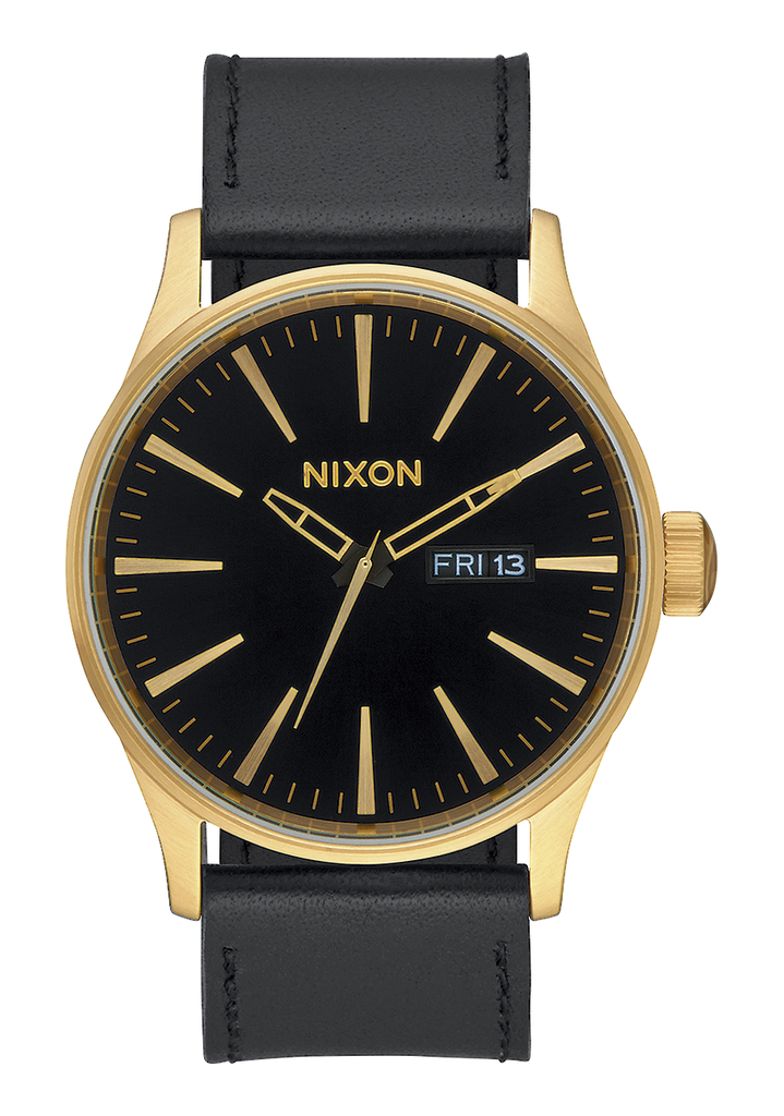 Sentry Leather Watch Gold Black Men s Leather Nixon US