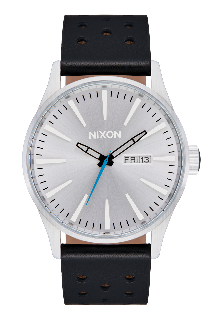 Sentry Leather Watch | Chrome / Silver Sunray / Black | Leather Sentry Leather Watch | Chrome / Silver Sunray / Black | Leather
