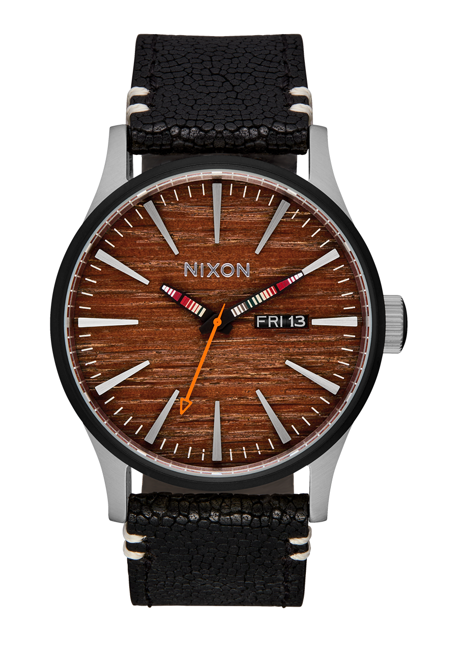 Sentry Leather Watch | Silver / Rosewood / Black | Leather Analog