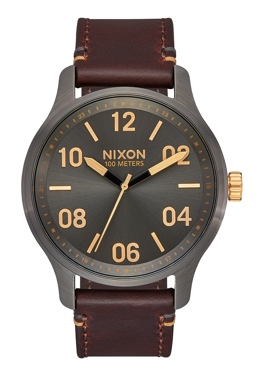 Patrol Leather Watch Gunmetal Gold Men s Leather Nixon US