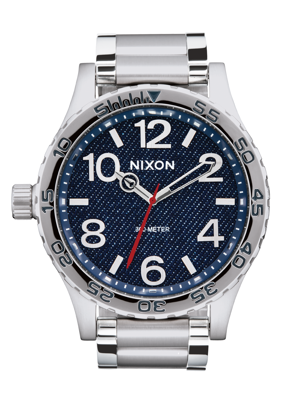 51-30 Watch | Silver / Denim | Men's Stainless Steel – Nixon US 51-30 Watch | Silver / Denim | Men's Stainless Steel – Nixon US