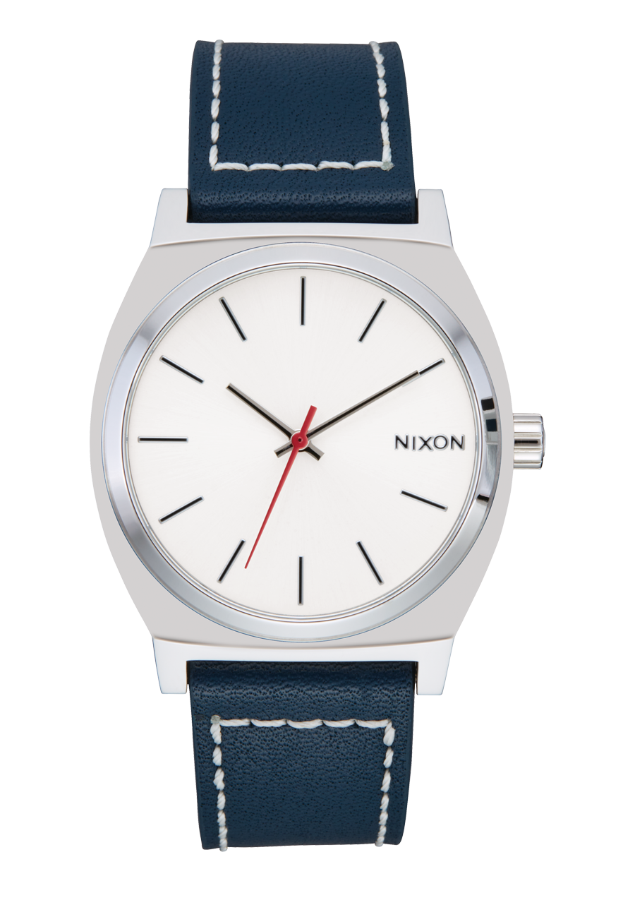Time Teller Leather Watch Silver Cloud Indigo Unisex Leather Nixon US