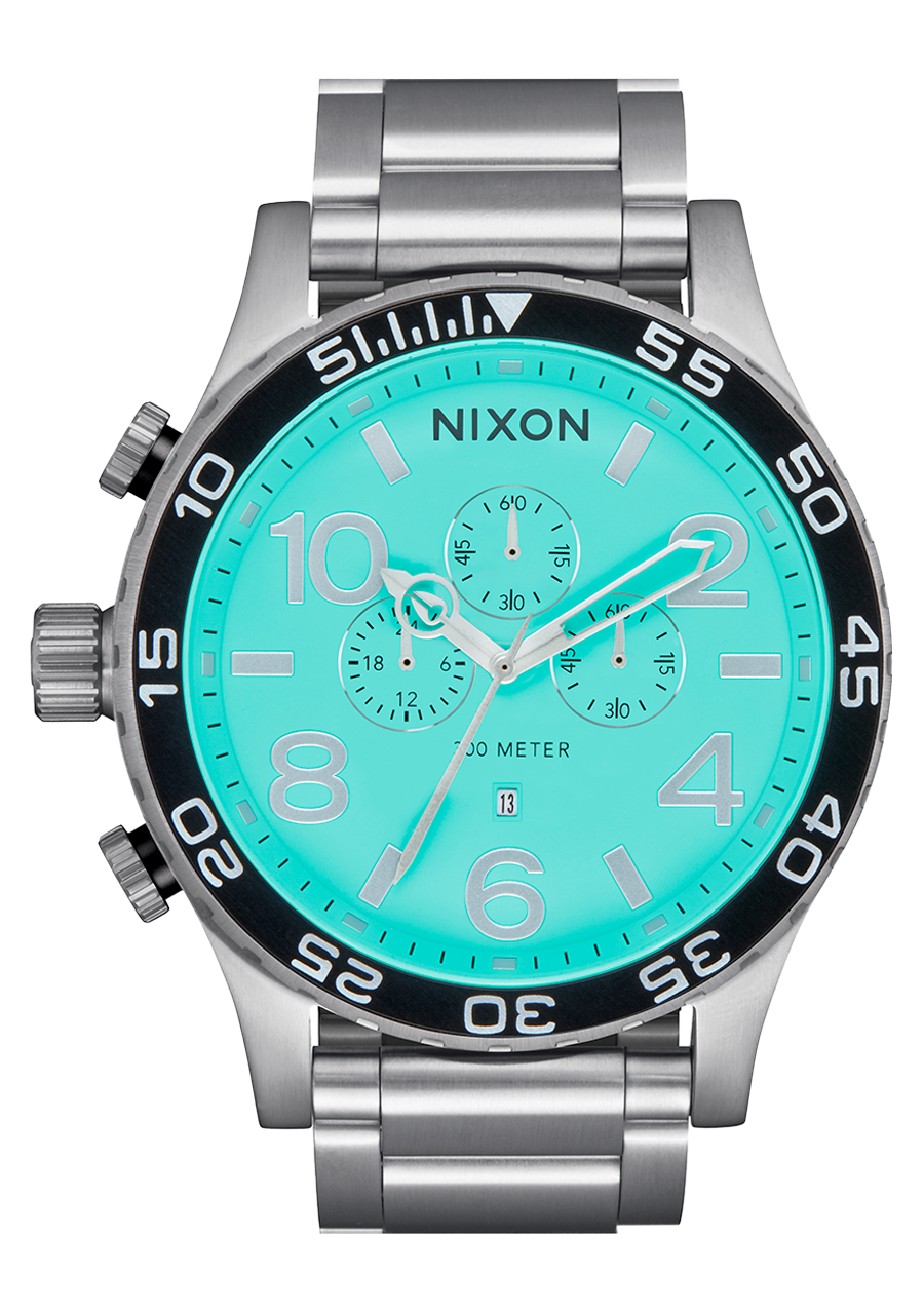 51-30 Chrono Watch | Silver / Turquoise | Men's Stainless Steel 51-30 Chrono Watch | Silver / Turquoise | Men's Stainless Steel