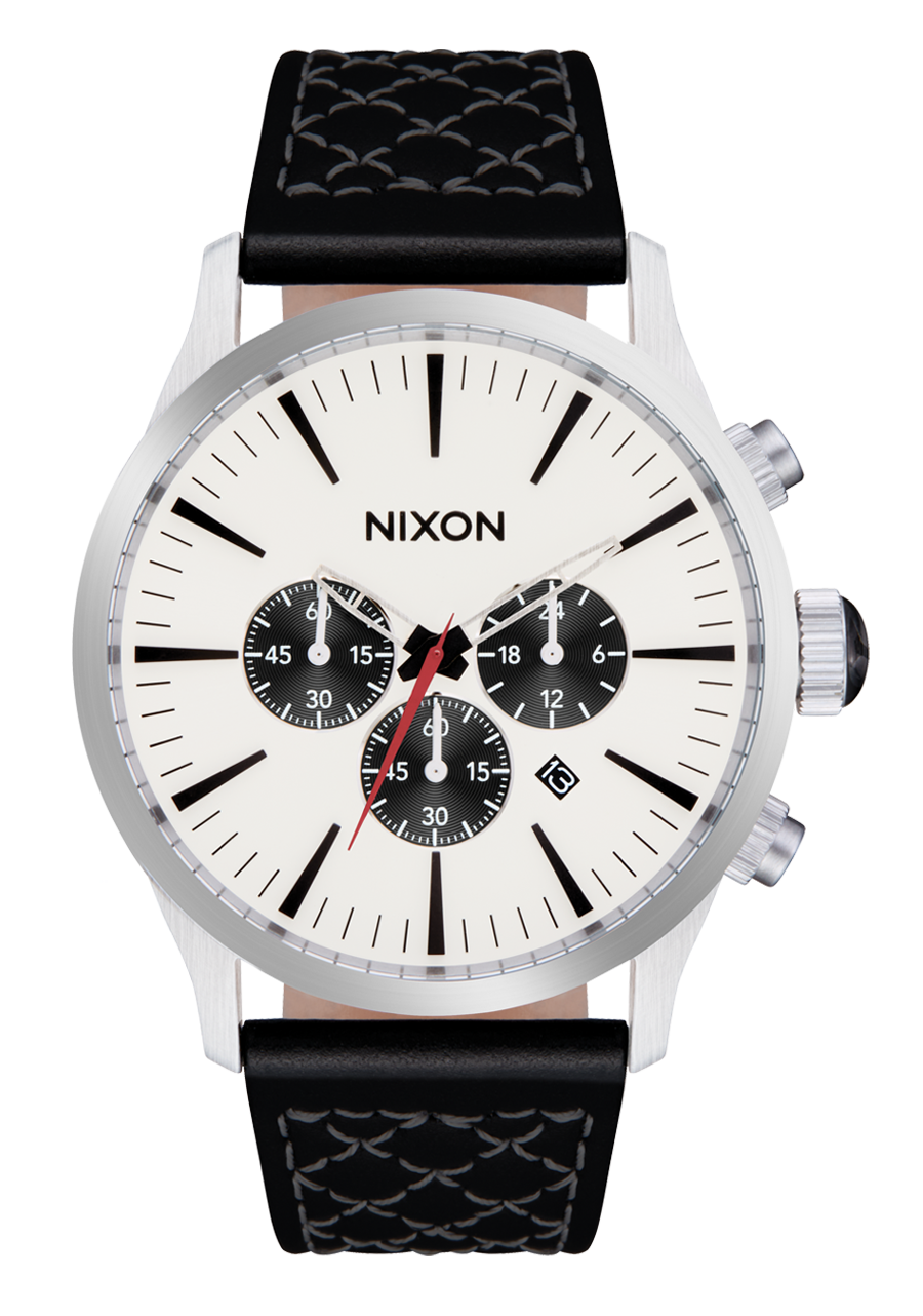 Sentry Chrono Leather Watch Chrome Cloud Sunray Black