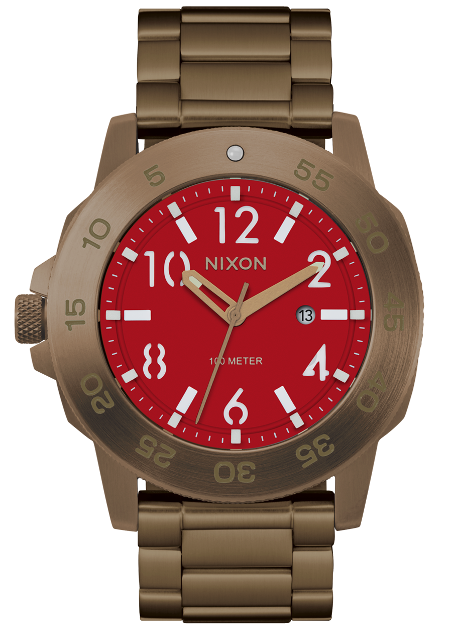 Smyth 44 Watch Khaki Red Sapphire Crystal Analog Watch Nixon US