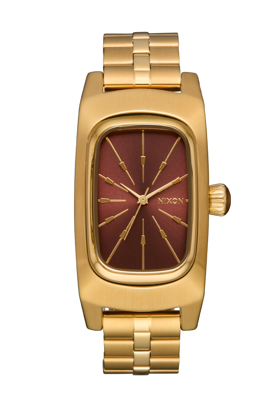 Frankie Watch | Mid Century / Gold / Cognac | Rectangle Stainless