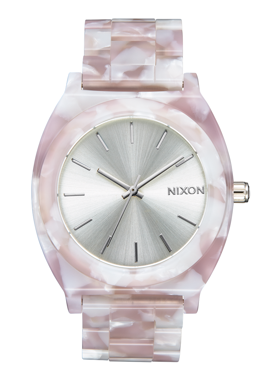 Time Teller Acetate Watch Pink Silver Unisex Acetate Nixon US