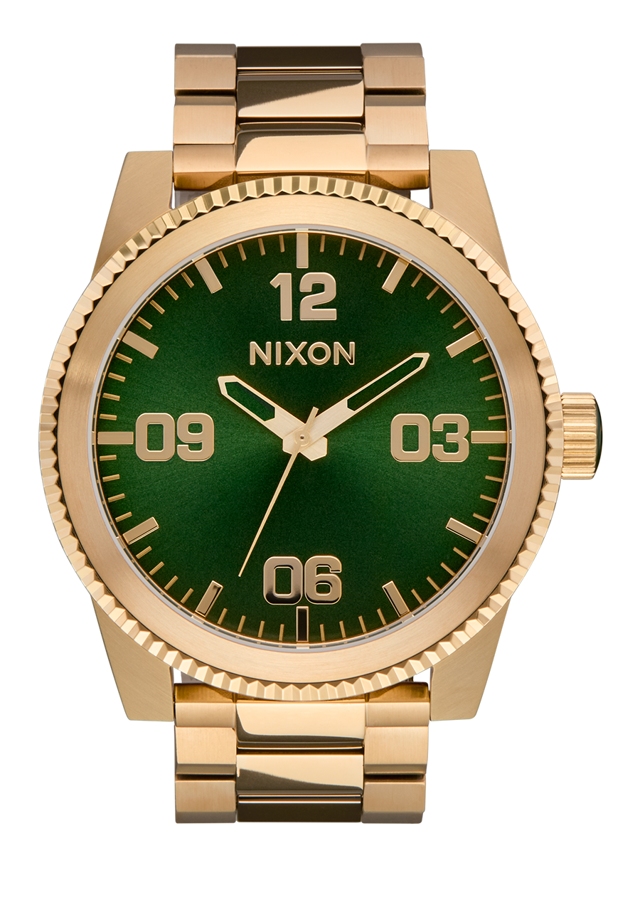 Corporal Stainless Steel Watch | All Gold / Green Sunray | Men's