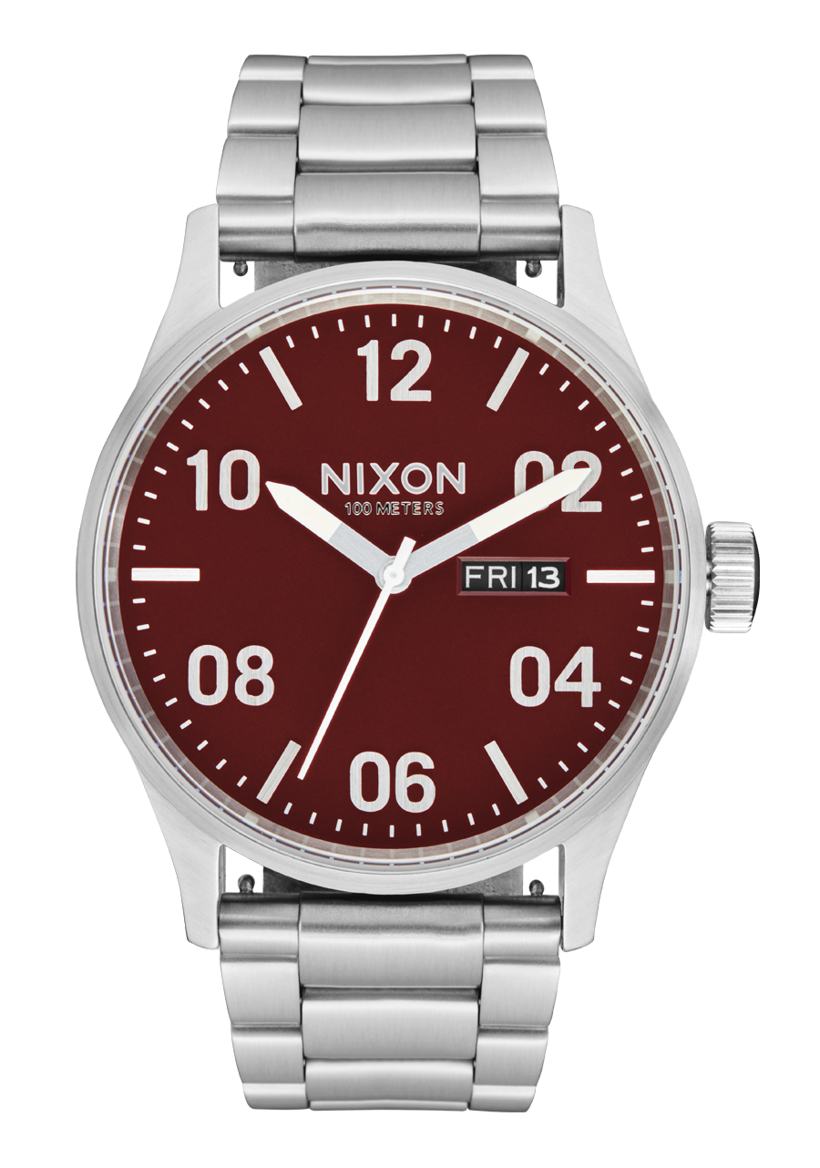 Sentry Stainless Steel Watch | Silver / Cranberry | Men's Sentry Stainless Steel Watch | Silver / Cranberry | Men's