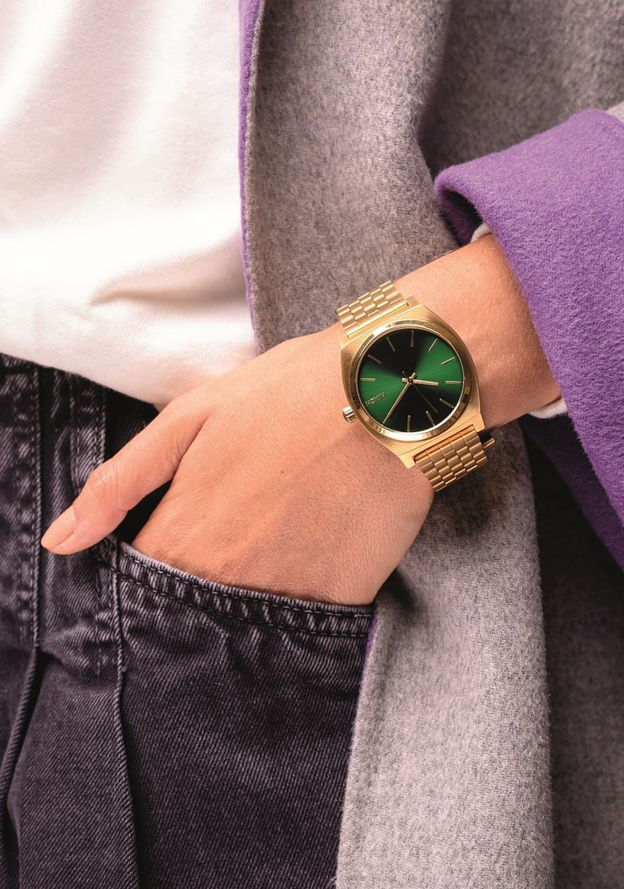 Time Teller Watch | Gold / Green Sunray | Unisex Leather 