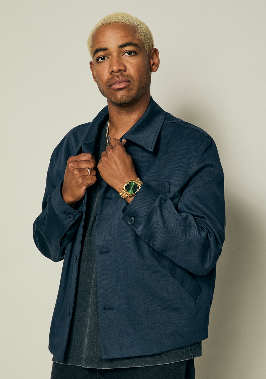 Time Teller Watch Gold Green Sunray Unisex Stainless Steel Analog Nixon US