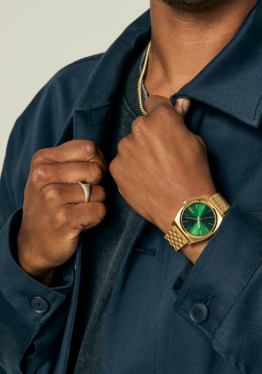 Time Teller Watch | Gold / Green Sunray | Unisex Stainless Steel Time Teller Watch | Gold / Green Sunray | Unisex Stainless Steel