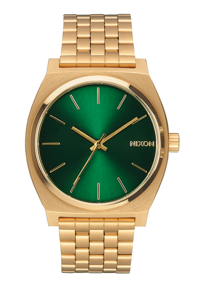 Time Teller Watch Gold Green Sunray Unisex Stainless Steel