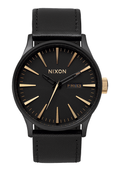Sentry Leather Watch Matte Black Gold Men s Leather Nixon US