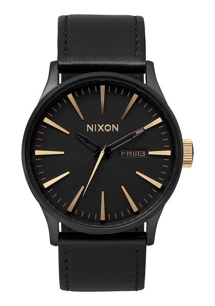 Sentry Leather Watch Matte Black Gold Men s Leather Nixon US