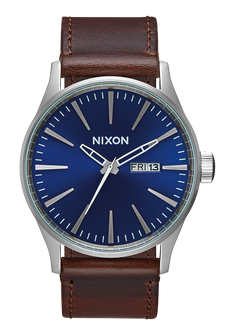 Sentry Leather Watch Blue Brown Men s Leather Nixon US