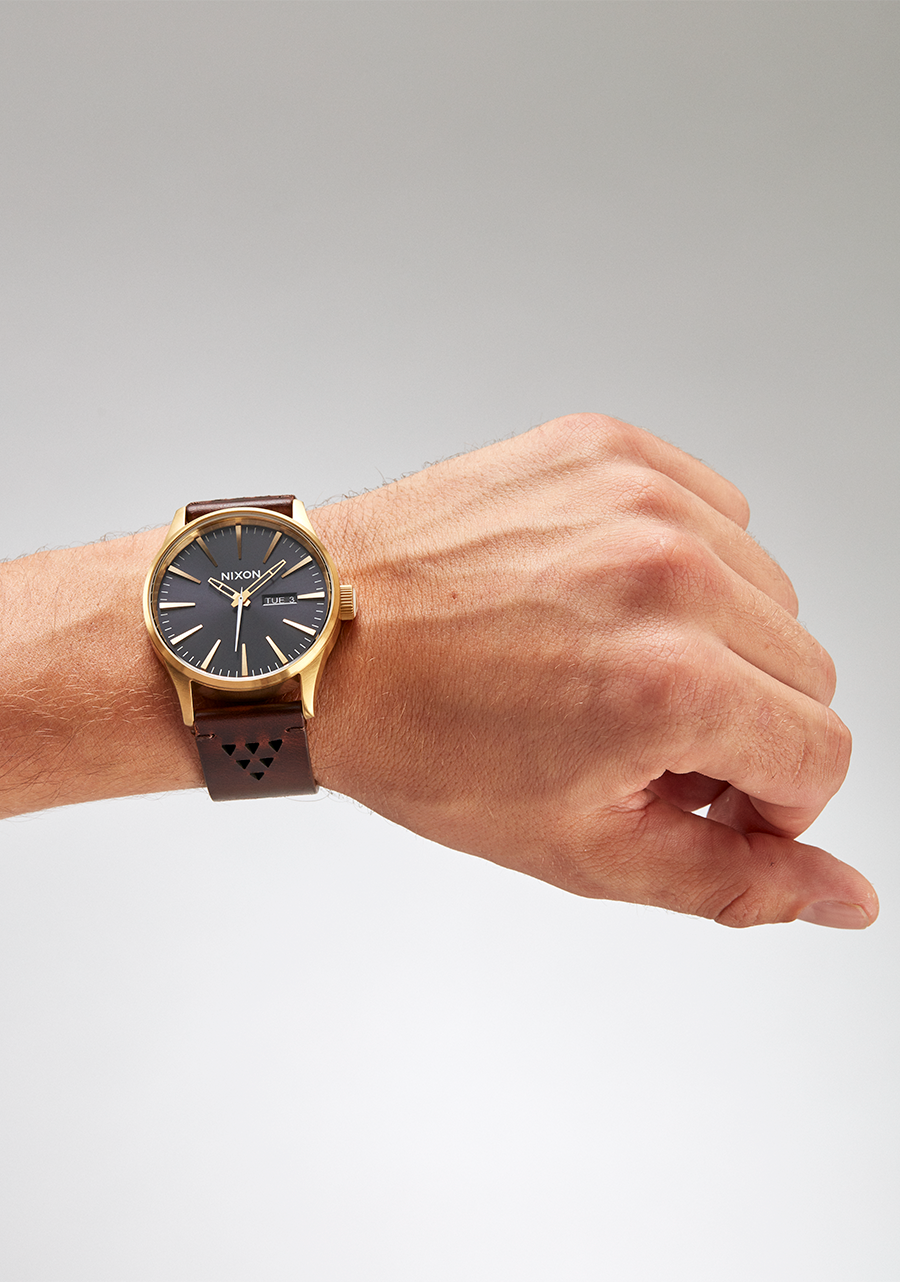 Sentry Leather Watch | Gold / Indigo / Brown | Men's Leather