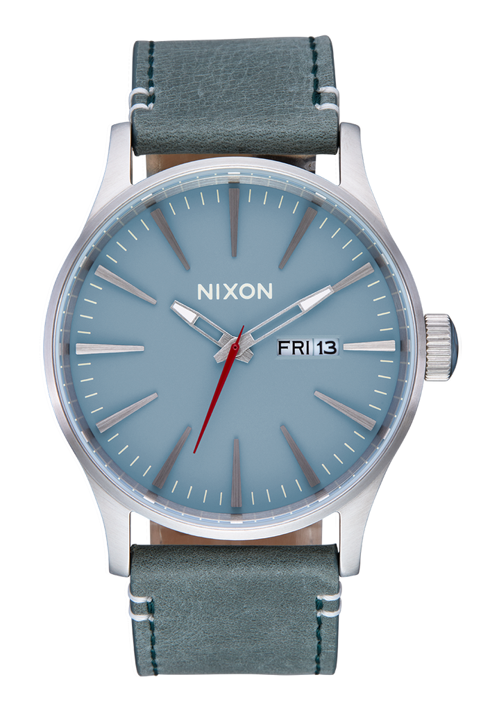 Sentry Leather Watch | Silver / Dusty Blue / Dk Forest | Men's Leather ...