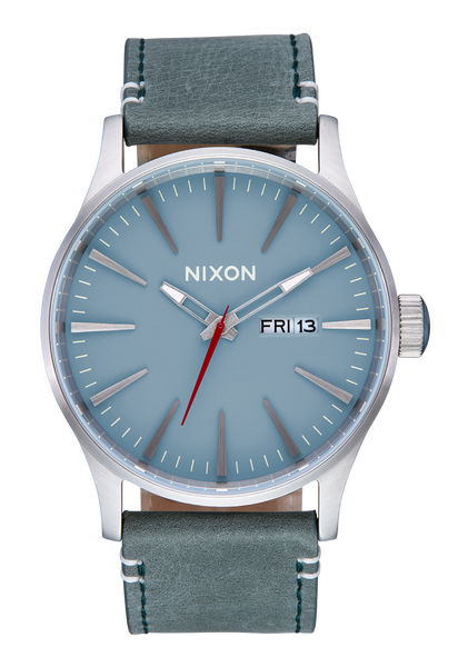 Sentry Leather Watch | Silver / Dusty Blue / Dk Forest | Men's