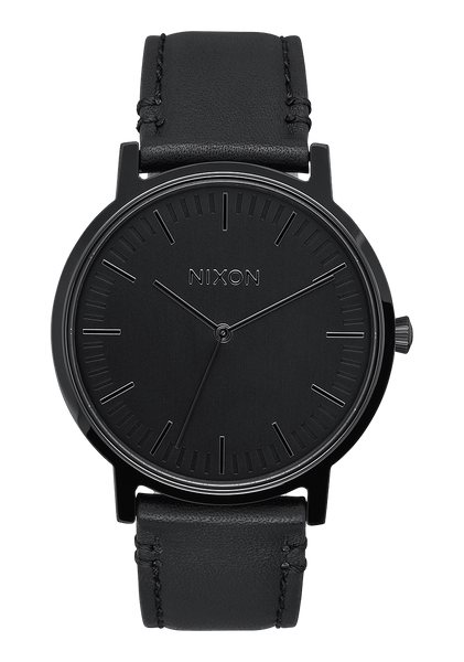 Porter Leather Watch All Black Unisex Leather Nixon US