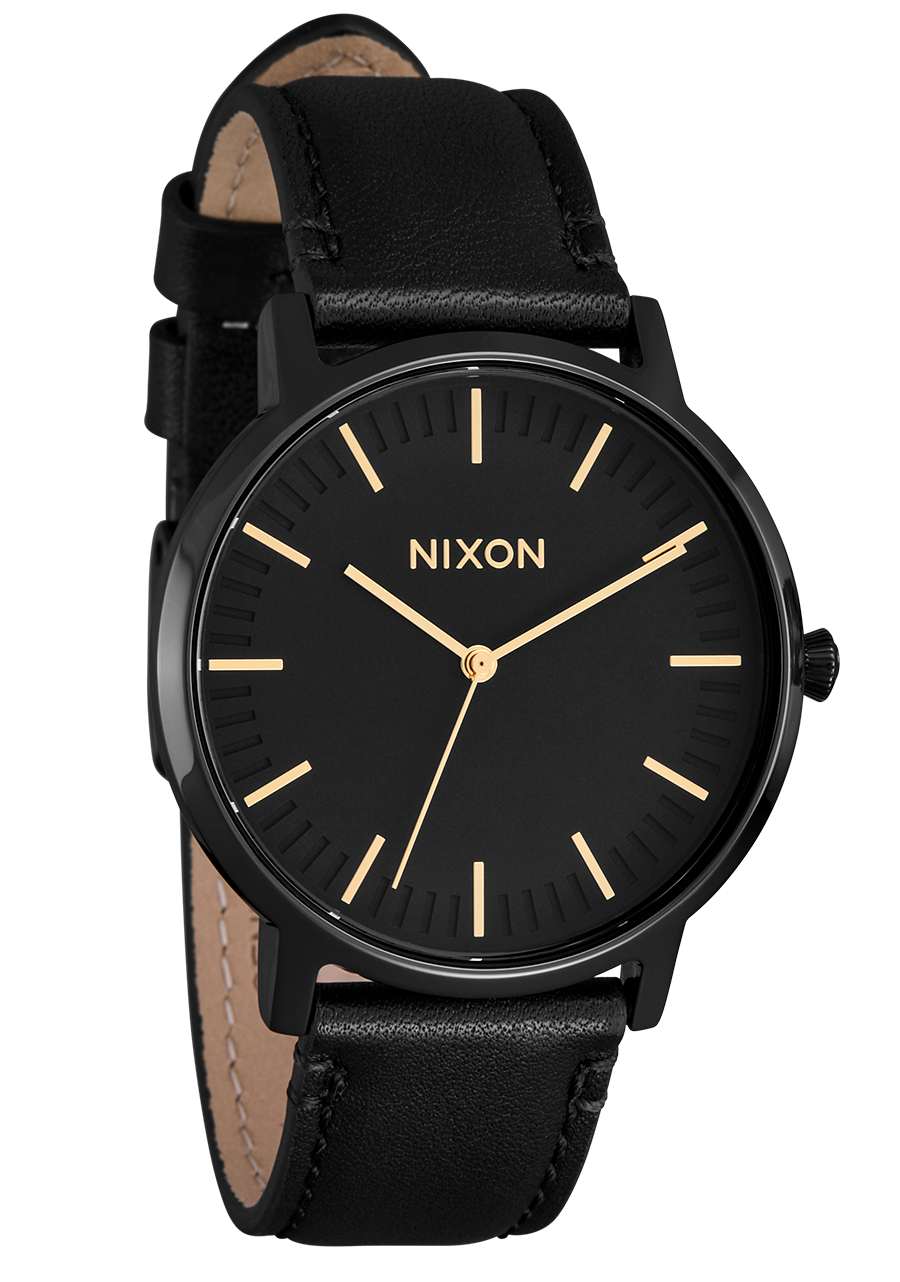 Porter Leather Watch All Black Gold Unisex Leather – Nixon US