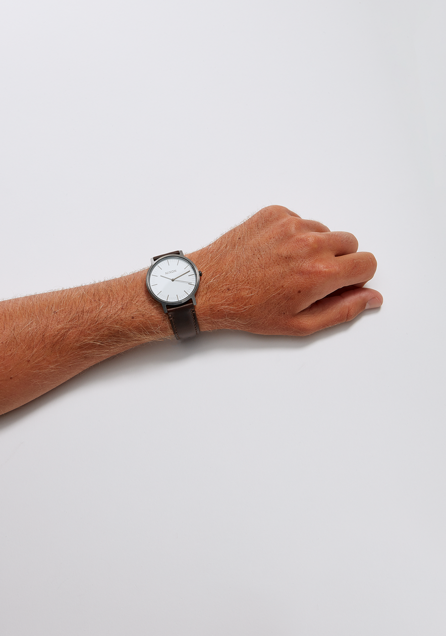 Porter Leather - Gunmetal / White / Brown View 5