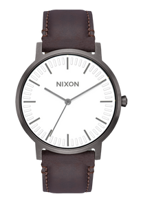 Porter Leather - Gunmetal / White / Brown View 1