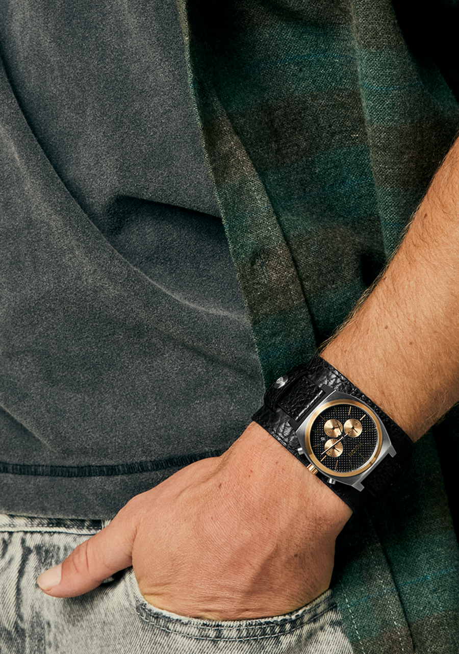 Time Teller Chrono Leather Watch | Silver / Rose Gold / Black Time Teller Chrono Leather Watch | Silver / Rose Gold / Black