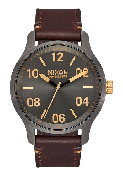Patrol Leather Watch | Gunmetal / Gold | Men's Leather – Nixon US Patrol Leather Watch | Gunmetal / Gold | Men's Leather – Nixon US