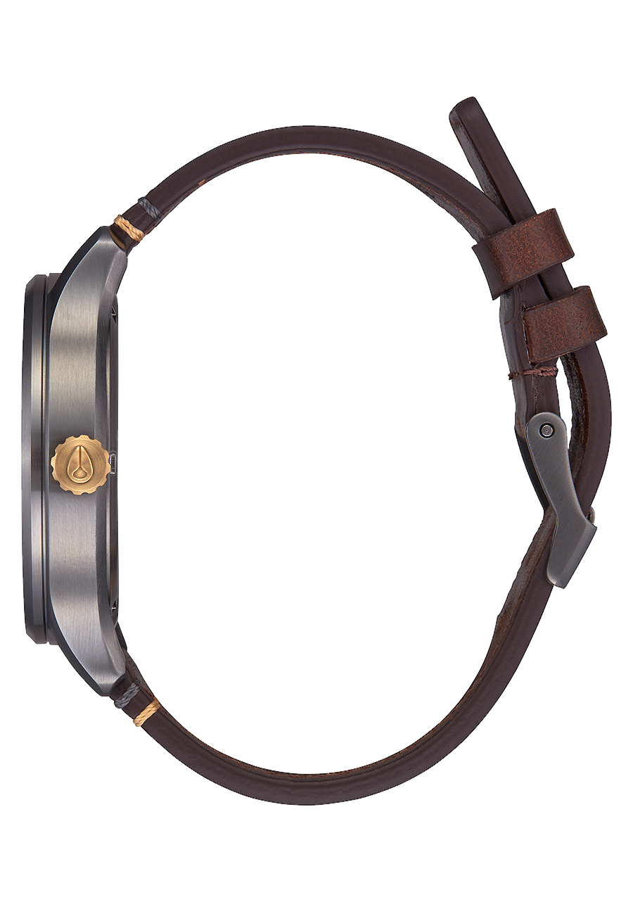 Patrol Leather Watch | Gunmetal / Gold | Men's Leather – Nixon US