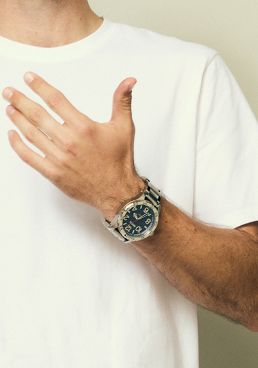 51-30 Watch | Silver / Denim | Men's Stainless Steel – Nixon US 51-30 Watch | Silver / Denim | Men's Stainless Steel – Nixon US
