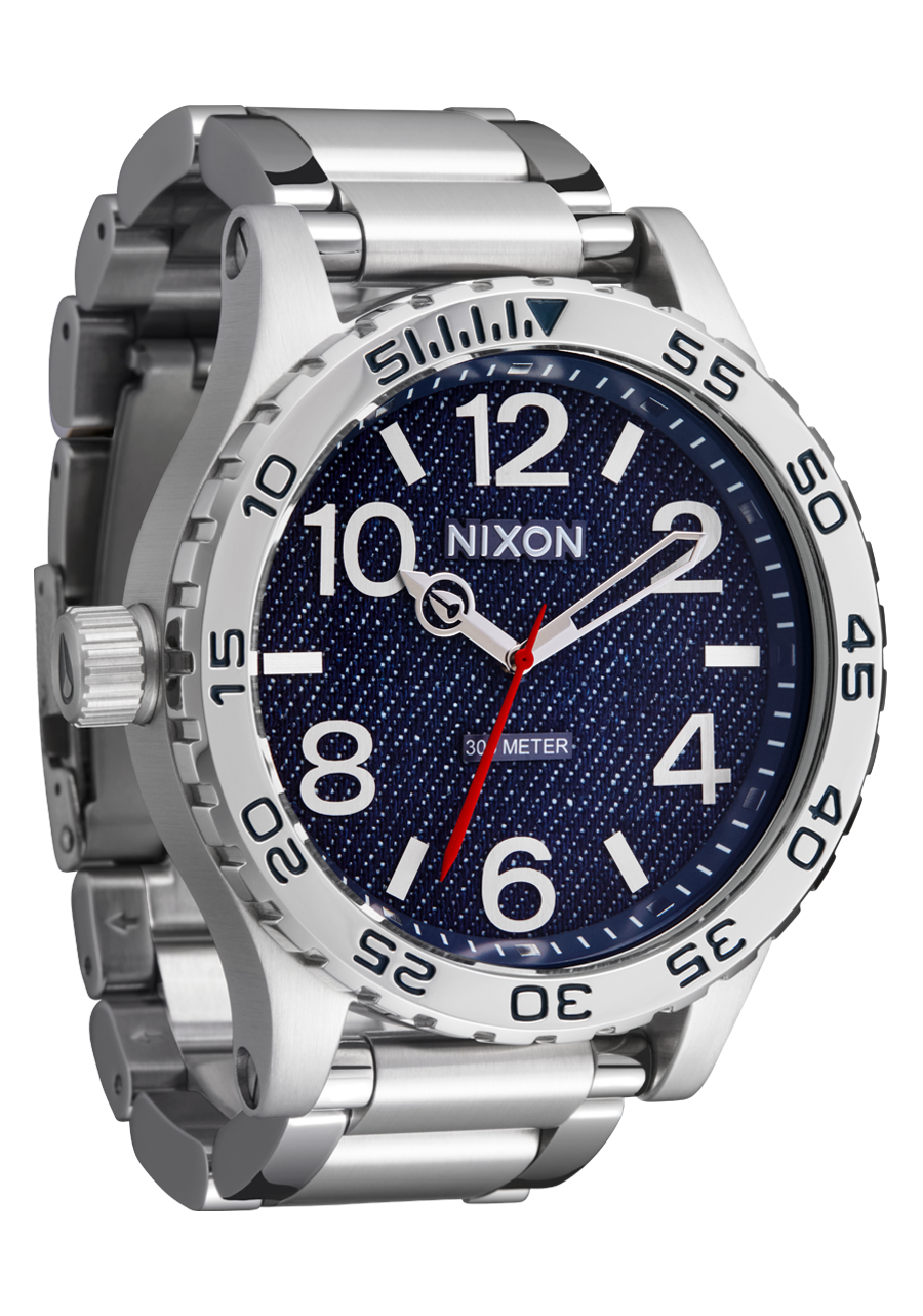 51-30 Watch | Silver / Denim | Men's Stainless Steel – Nixon US 51-30 Watch | Silver / Denim | Men's Stainless Steel – Nixon US