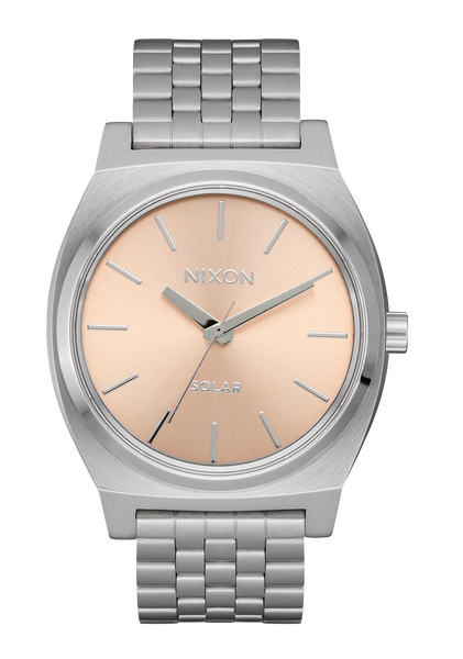 Time Teller Solar Watch | Silver / Salmon | Unisex Light-Powered