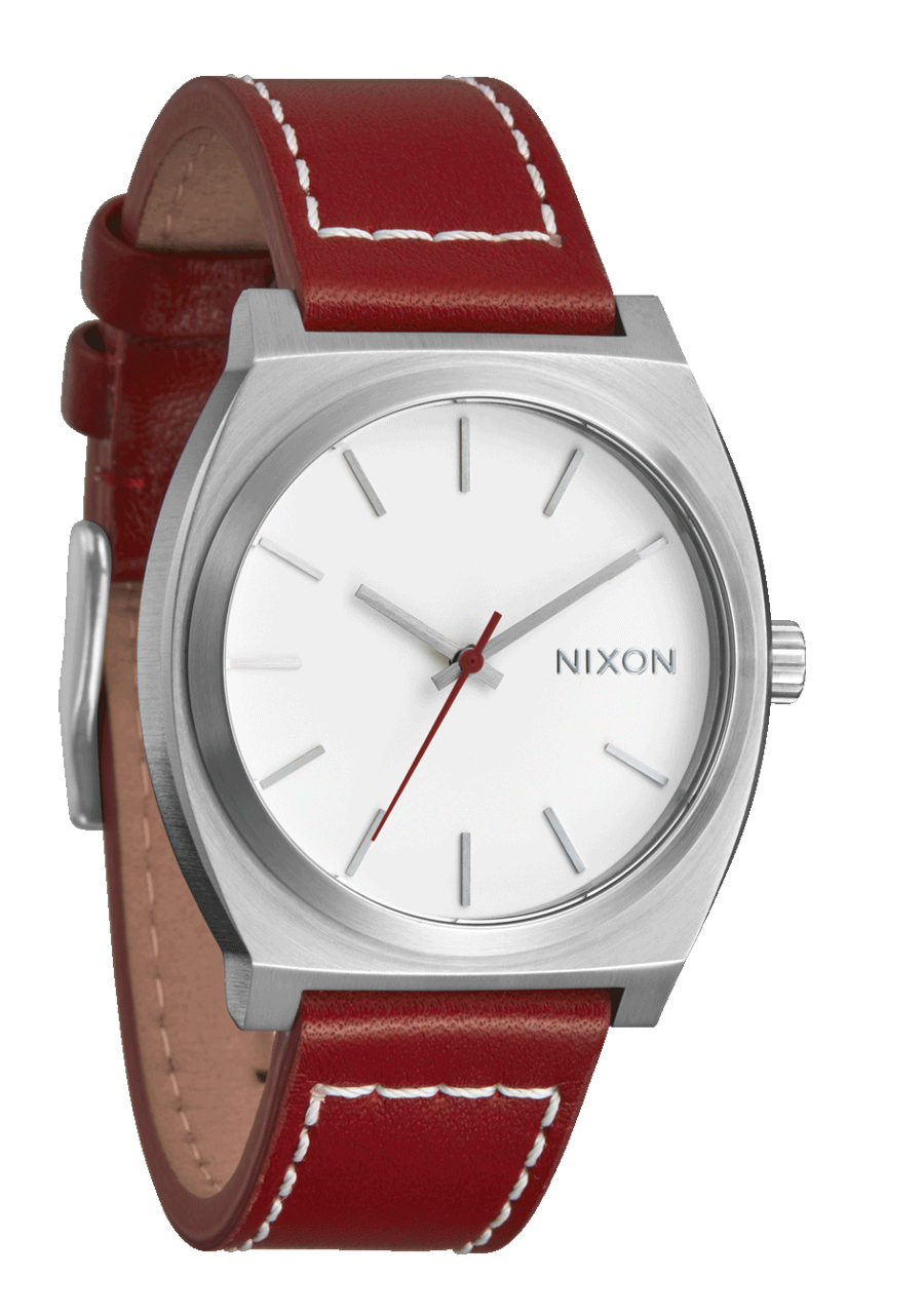 Time Teller Leather Watch Silver Egret Cranberry Unisex