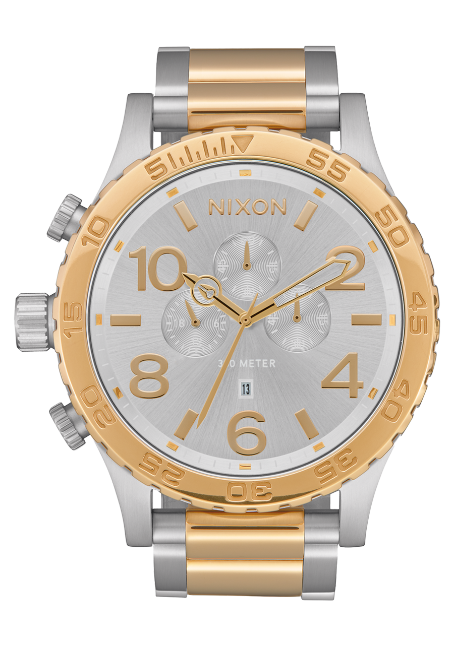 51-30 Chrono Watch | Silver / Gold | Men's Stainless Steel – Nixon US 51-30 Chrono Watch | Silver / Gold | Men's Stainless Steel – Nixon US