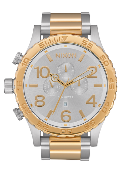 51-30 Chrono Watch | Silver / Gold | Men's Stainless Steel – Nixon US 51-30 Chrono Watch | Silver / Gold | Men's Stainless Steel – Nixon US