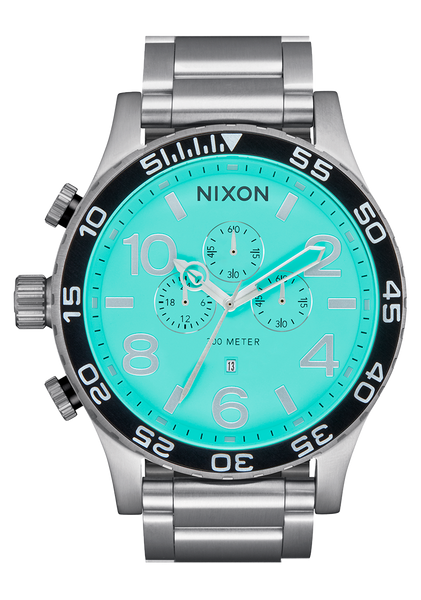 51-30 Chrono Watch | Silver / Turquoise | Men's Stainless Steel 51-30 Chrono Watch | Silver / Turquoise | Men's Stainless Steel