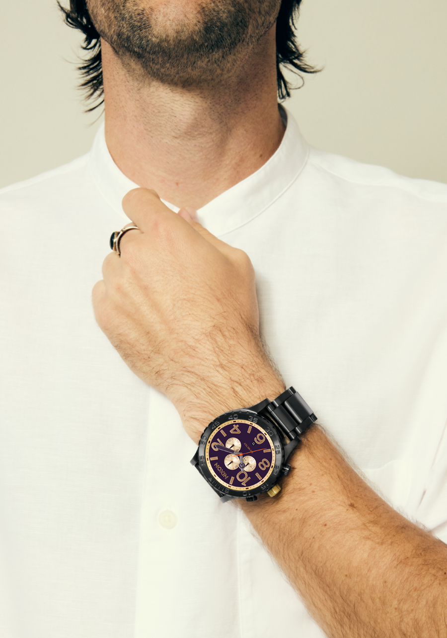 51-30 Chrono Watch | Gunmetal / Blackberry / Gold | Oversized 51-30 Chrono Watch | Gunmetal / Blackberry / Gold | Oversized