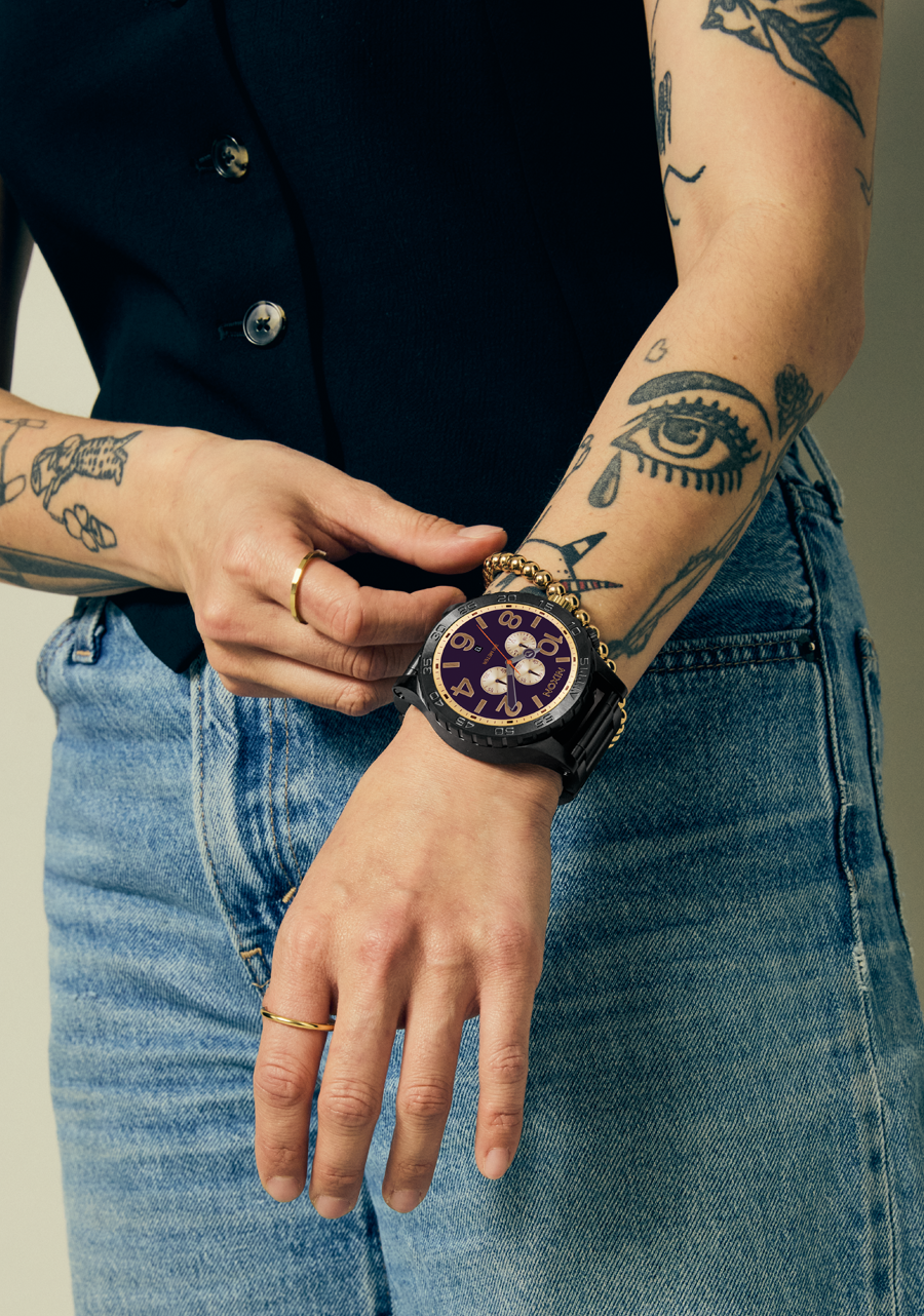 51-30 Chrono Watch | Gunmetal / Blackberry / Gold | Oversized 51-30 Chrono Watch | Gunmetal / Blackberry / Gold | Oversized