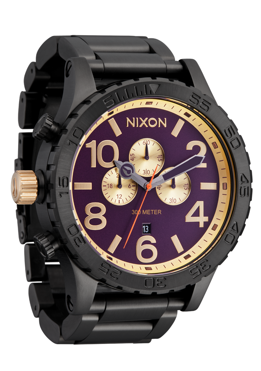 51-30 Chrono Watch | Gunmetal / Blackberry / Gold | Oversized 51-30 Chrono Watch | Gunmetal / Blackberry / Gold | Oversized