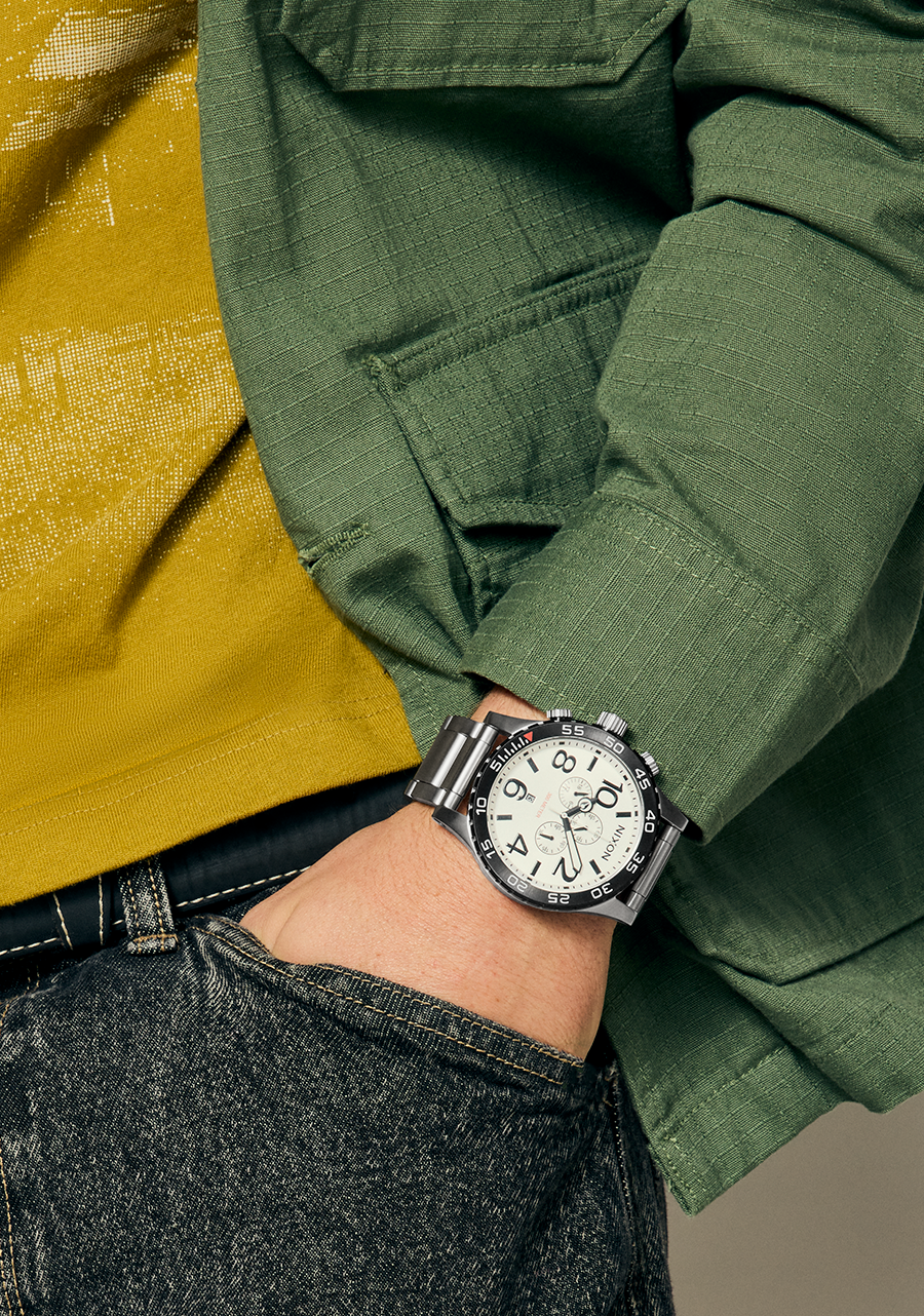 51-30 Chrono Watch | Silver / White Lume | Men's Stainless Steel 51-30 Chrono Watch | Silver / White Lume | Men's Stainless Steel