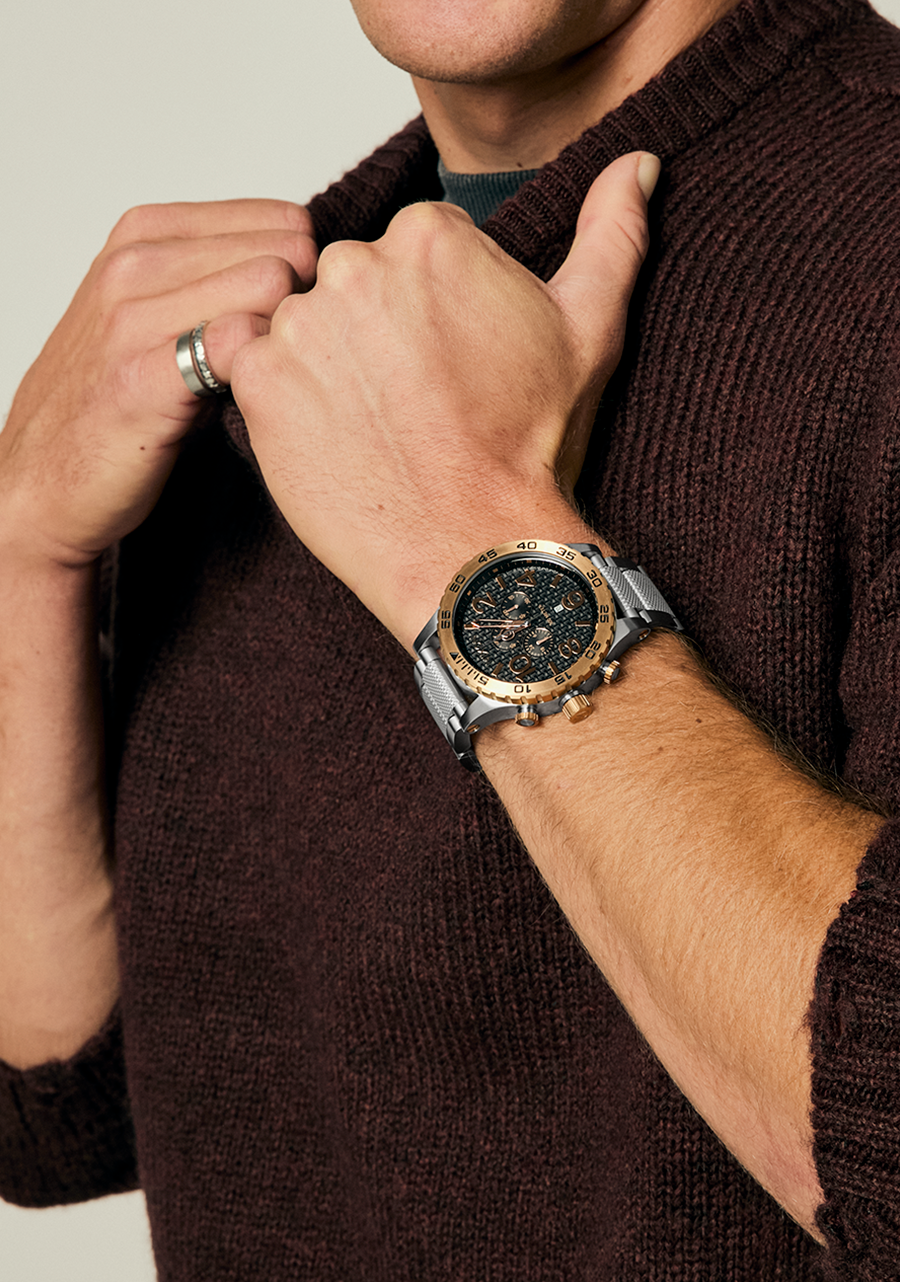 51-30 Chrono Watch | Silver / Rose Gold / Black | Men's Stainless 51-30 Chrono Watch | Silver / Rose Gold / Black | Men's Stainless