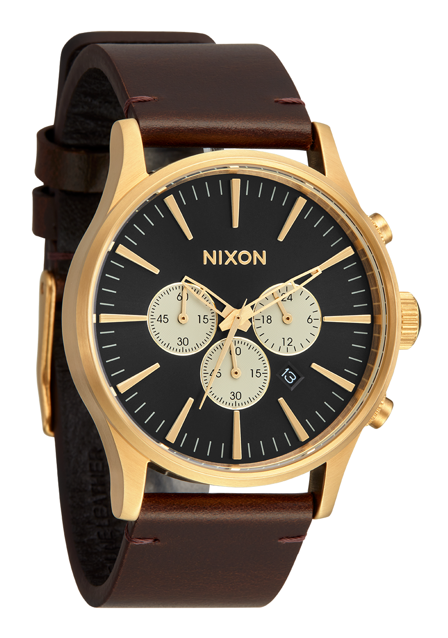 Sentry Chrono Watch | Gold / Indigo / Brown | Men's Leather – Nixon US
