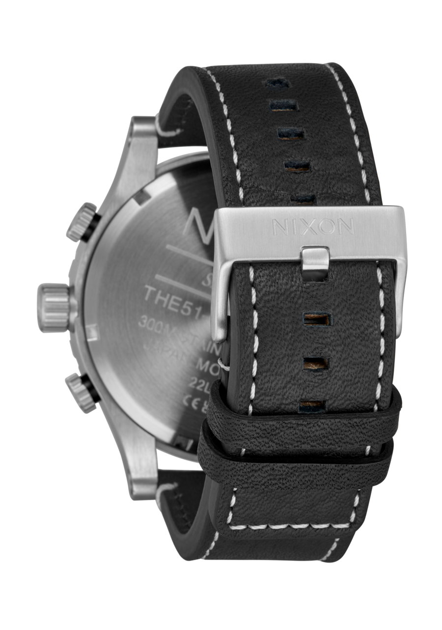 51-30 Chrono Leather Watch | Silver / Black / Cranberry | Men's 51-30 Chrono Leather Watch | Silver / Black / Cranberry | Men's