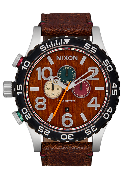 51-30 Chrono Leather Watch | Silver / Rosewood / Chocolate | Men's 51-30 Chrono Leather Watch | Silver / Rosewood / Chocolate | Men's