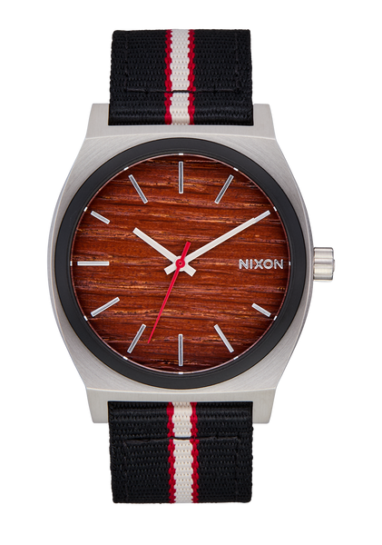 Time Teller Nylon Watch | Silver / Rosewood / Black Stripe