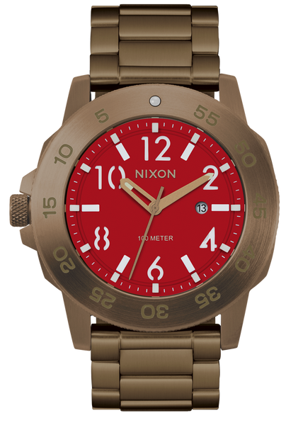 Smyth 44 Watch | Khaki / Red | Sapphire Crystal Analog Watch